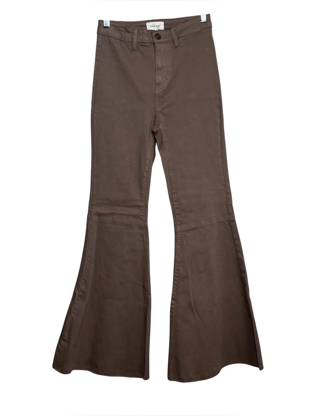 Bohme Pants Dana Flare Brown Jeans Womens Size Small Raw Hem NWT Boho Festival
